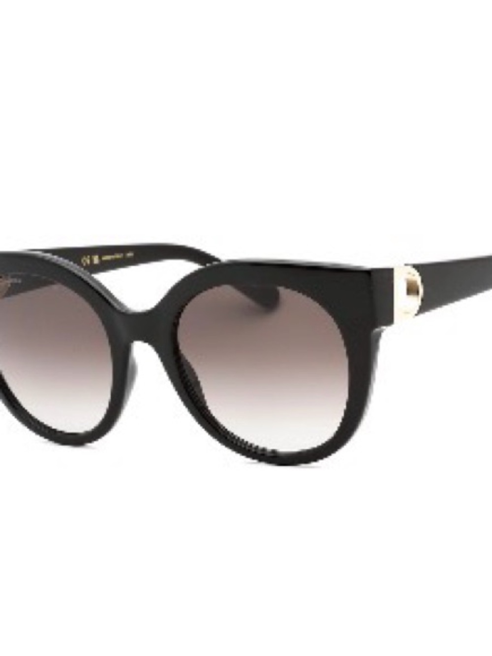 Salvatore Ferragamo Black Cat-Eye Sunglasses with Gold Hardware